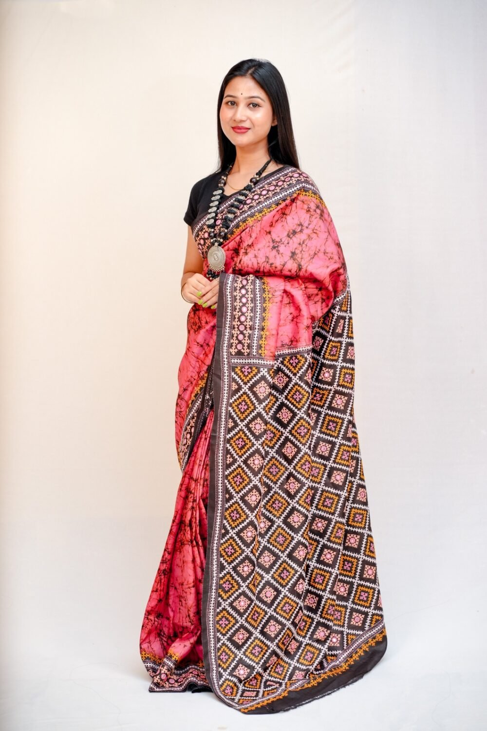 Katan silk with gujrati work Saree - Image 3