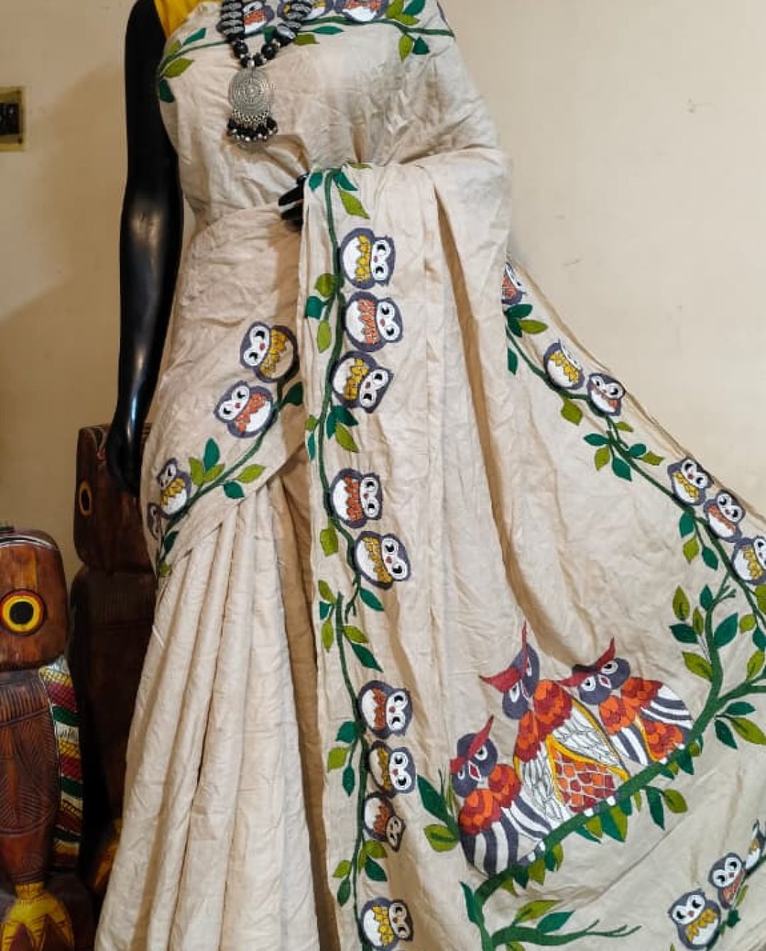 Celebrate heritage artistry with this pure Tussar Saree featuring detailed Hand Kantha stitches, only from Neelam Creation.