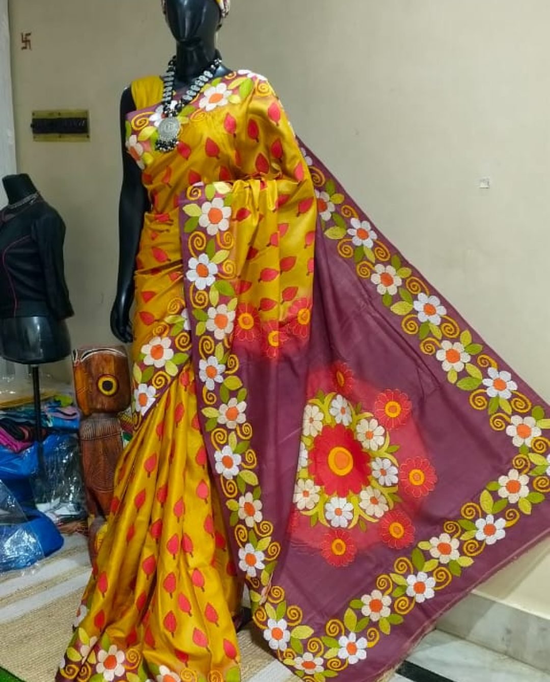 Celebrate heritage fashion with our premium Tussar Kantha Stitch Saree from Neelam Creation.